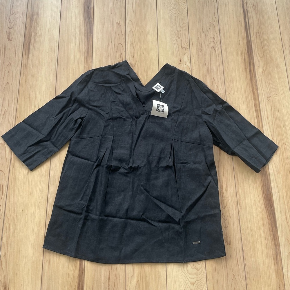 Anne Klein Pleated Blouse Black Small‎